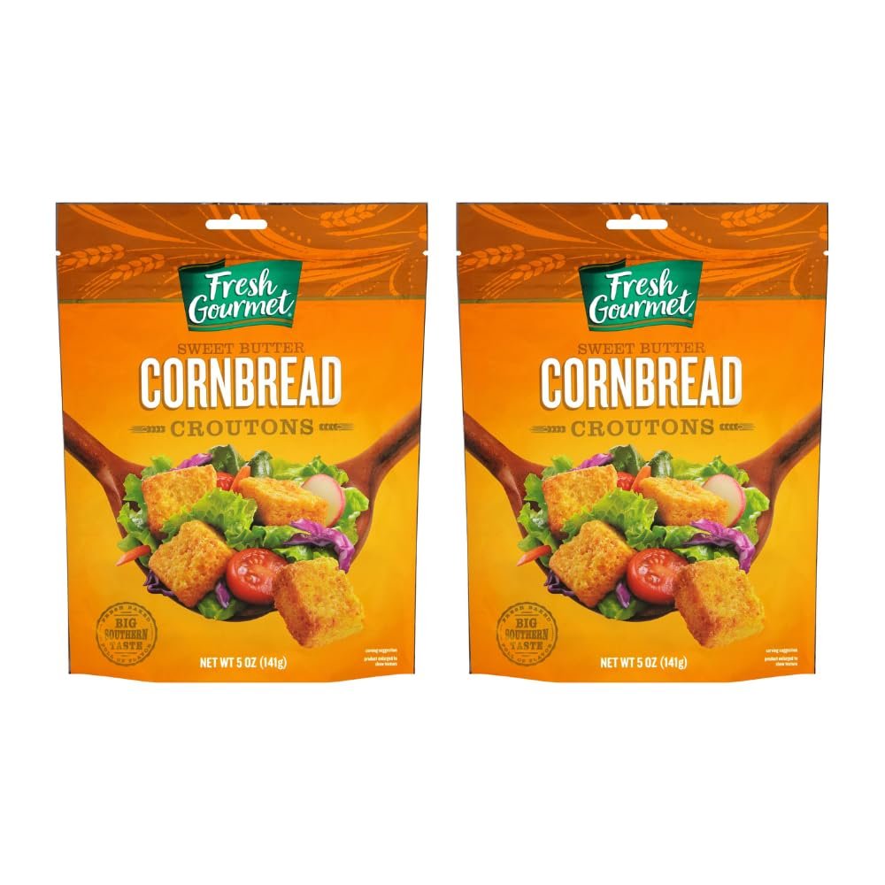 Fresh Gourmet Premium Croutons, Sweet Butter Cornbread, 5 Ounce (Pack of 2)