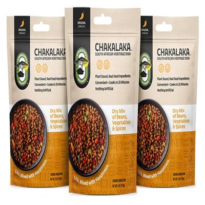 Chakalaka Vegetarian Dried Bean Mix - South African Side Dish with Beans, Vegetables, & Spices  Bold, Strong Flavor, Medium Heat, Original (3 Pk) 6 oz
