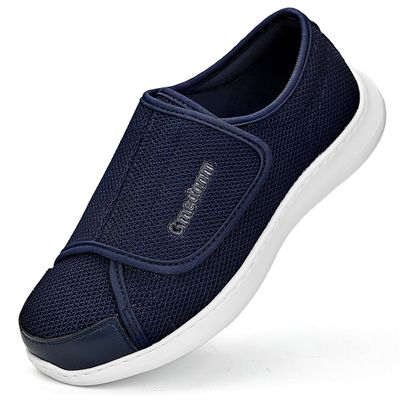 Gmedonm Men's Wide Width Shoes with Easy Put On Adjustable Lightweight for Diabetic Edema Bunions Arthritis Swollen Feet Elderly Walking Widening Shoes Blue