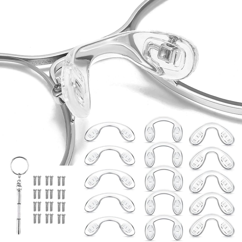 15 pcs,3 sizes Eyeglasses Nose Pads,U Shaped Eyeglasses Nose Pads Screw-in eyeglass nose piece soft silicone nose pad for Eye Glasses Sunglass Eyewear