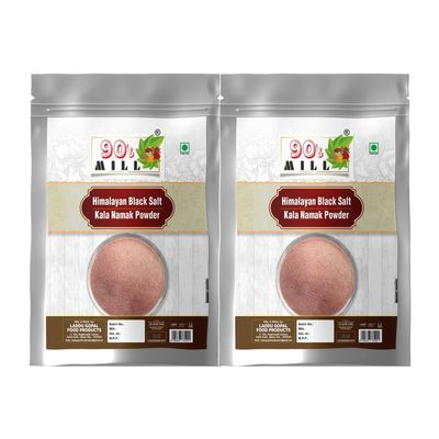 90's MILL Black Salt/Kala Namak Powder with 84 Trace Minerals | Pure Himalayan Black Rock Salt Cooking Salt for A Healthy Life | Kiln Fired Pinkish Grey Black Salt Powder Kala Namak-100GM*2Pack