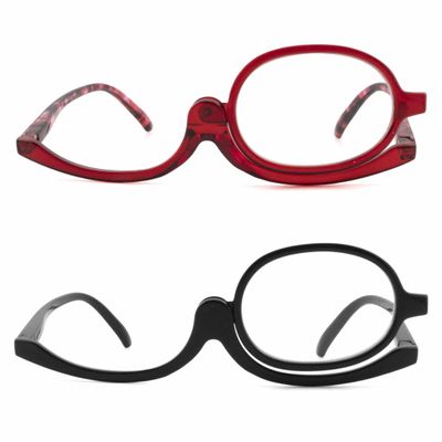 SOPHILY 2 Pack Makeup Reading Glasses for Women Flip Down Cosmetic Readers Make Up Eyeglasses Spring Hinge +1.75