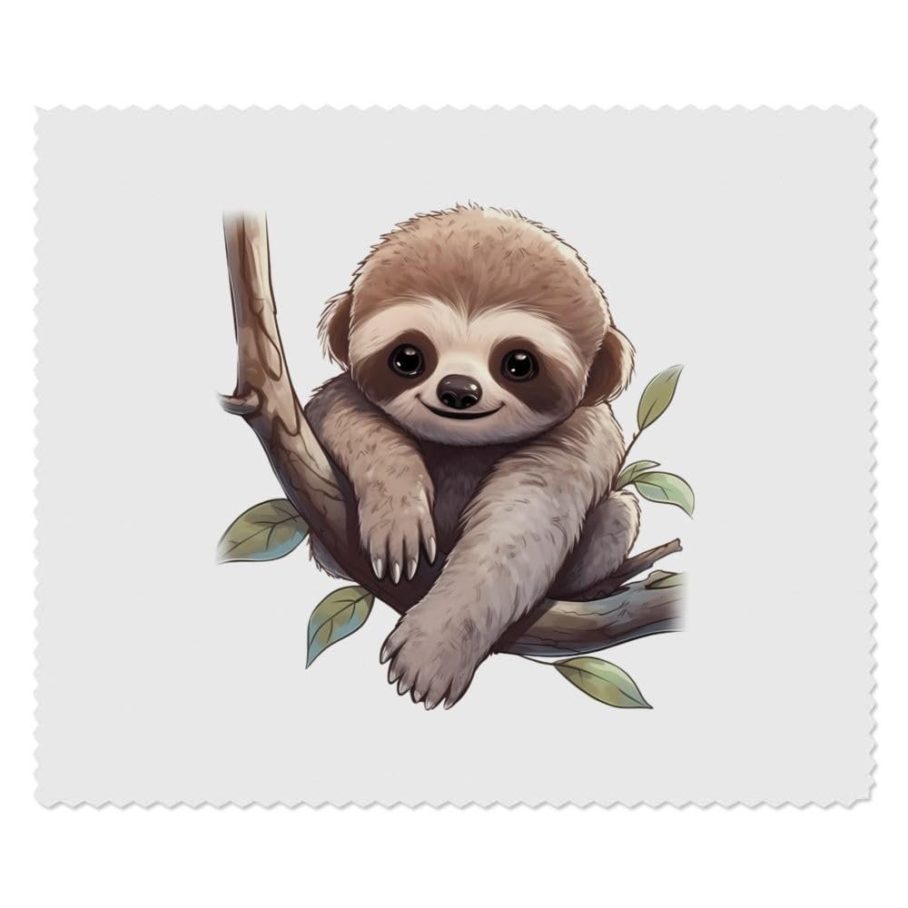 Azeeda 2 x 'Cute Sloth' Microfibre Lens/Glasses Cleaning Cloths (LC00021034)