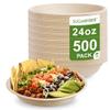 [500 COUNT]Harvest Pack PFAS FREE 24oz Compostable Bowls, Round Soup Paper Bowls Heavy-Duty Eco-Friendly Disposable Bagasse Bowl, sugarcane made plant fibers for Meal Prep view 1