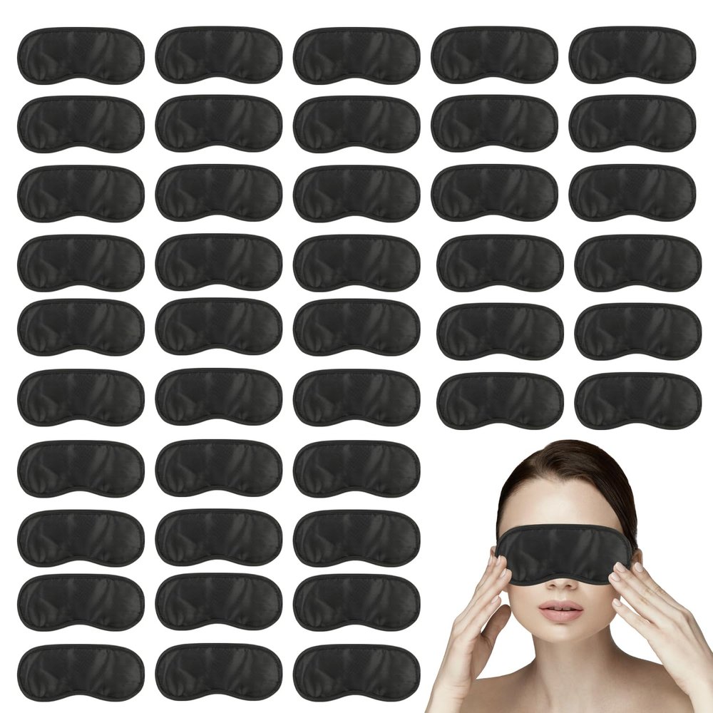 210 PCS Sleep Masks Bulk Eye Mask, Liubeili Sleeping Mask Blindfold Eye Cover Team Building Games Party with Nose Pad and Adjustable Strap for Women Men 4 Layers Black