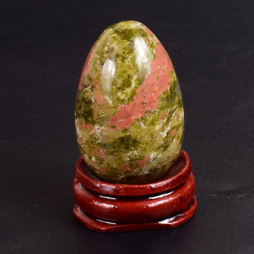 ASNAT 40 * 25 Medium Yoni Egg Natural Stone Jade Crystal Undrilled Massage Ball Kegel Exercise,unakite 40X25 Mm