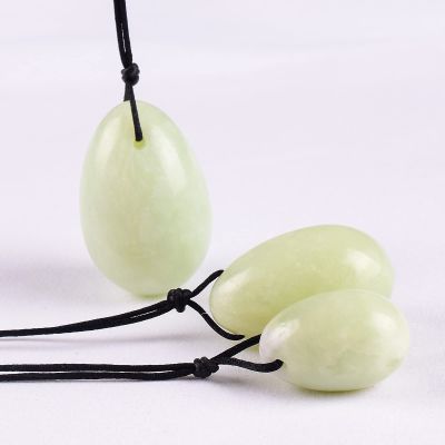 ASNAT Yoni Egg Natural Xiuyan Jade Massage Wand Set Stone and Mineral Ball Kegel Exercise,3 Pcs