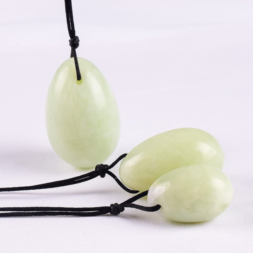 ASNAT Yoni Egg Natural Xiuyan Jade Massage Wand Set Stone and Mineral Ball Kegel Exercise,3 Pcs