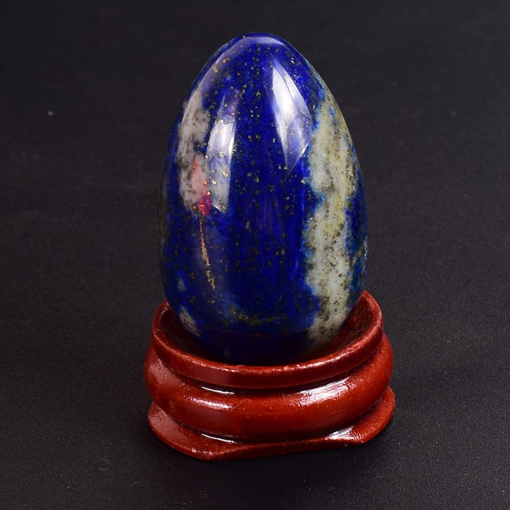 ASNAT 40 * 25 Medium Yoni Egg Natural Stone Jade Crystal Undrilled Massage Ball Kegel Exercise,Lapis Lazuli 40X25