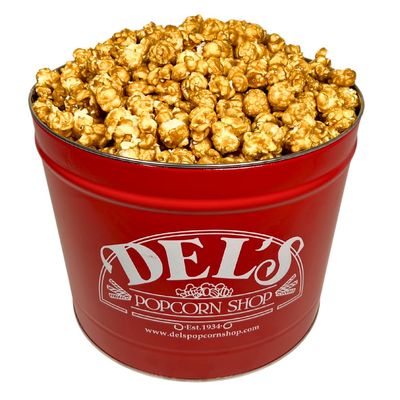 Gourmet Popcorn Gift Tin - Del's Popcorn (Caramel, 2 Gallon)