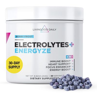 Livingood Daily Electrolytes Powder, Electrolytes Hydration Drink Mix with Vitamin C, Magnesium, Taurine & Sea Salt, Electrolyte Supplement for Energy & Hydration, Keto, Berry Frost Flavor, 30 Srvgs
