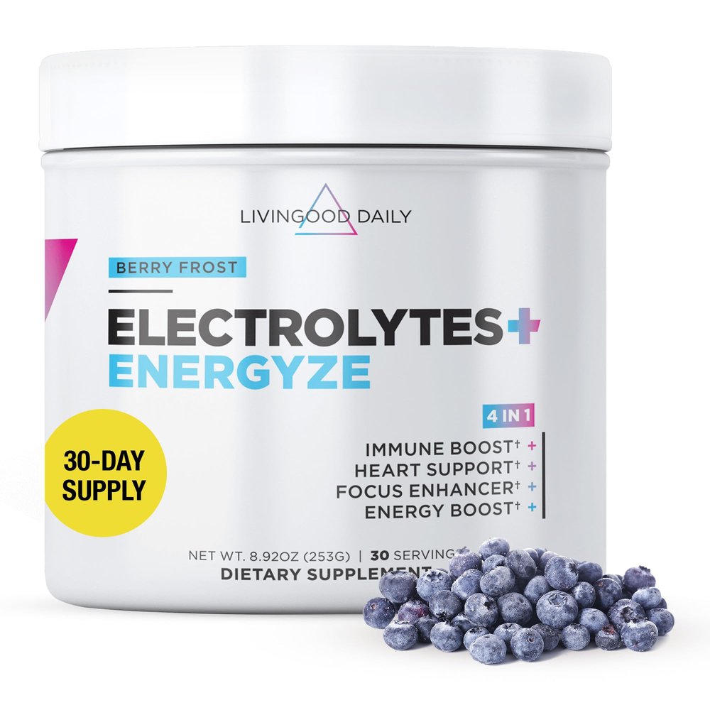 Livingood Daily Electrolytes Powder, Electrolytes Hydration Drink Mix with Vitamin C, Magnesium, Taurine & Sea Salt, Electrolyte Supplement for Energy & Hydration, Keto, Berry Frost Flavor, 30 Srvgs