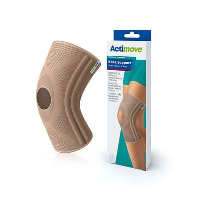 Actimove Everyday Supports Knee Brace | Open Patella, 4 Stays Left & Right Compatible Knee Support for Meniscus Tear, Knee Pain, ACL, MCL, Injury Recovery | Men & Women, Beige, X-Large