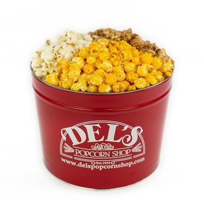2 Gallon Popcorn Tin Gift - 3 Kinds (Cheese/Caramel/Salt & Butter) Gourmet Popcorn Gift Tin - Popcorn Gift Set