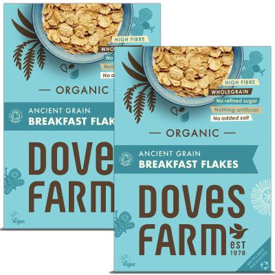 Doves Farm Organic Ancient Grain Flakes | 375g | Pack of 2 | Nutritious Breakfast Cereal with a Blend of Ancient Grains | Delicious and High Fiber for a Healthy Start to Your Day