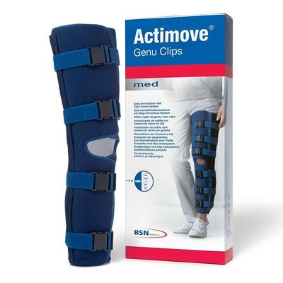 Actimove Genu Clips Knee Immobilizer, Pediatric 16" | Knee Brace & Stabilizer for Recovery, Fractures, Instability, ACL, MCL, Meniscus Tear, Arthritis, Displacement & Post Surgery Recovery, Blue