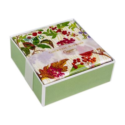 Berry Botanical Taupe Boxed Cocktail Napkins - 40 Per Box