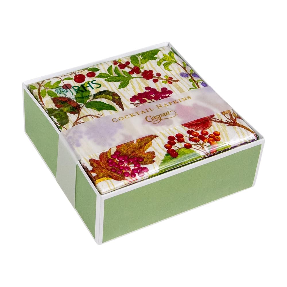 Berry Botanical Taupe Boxed Cocktail Napkins - 40 Per Box
