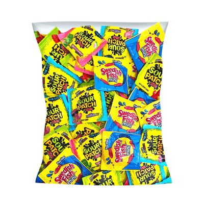 Bulk Piata Filler Gummy Candy Assortment- 3lbs Sour Patch and Swedish Fish Mini Soft And Chewy Candy Variety Snack Packs- Individually Wrapped (48oz)