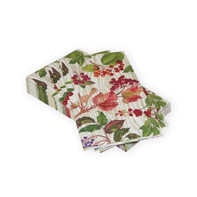Berry Botanical Taupe Guest Towel Napkins - 15 Per Package