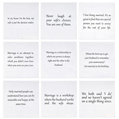 Gift Boutique 100 Marriage Quotes Cocktail Beverage Napkins Disposable Paper Funny Dessert Napkin for Anniversary Wedding Bar Tableware Party Supplies