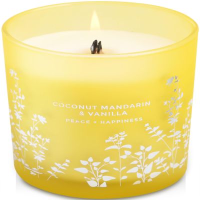 Coconut Mandarin Vanilla Wood Wick Soy Scented Candle, 10.6 oz | Tropical Coconut Citrus Aromatherapy Candle for Home | Highly Scented, Long-Lasting Clean Burn