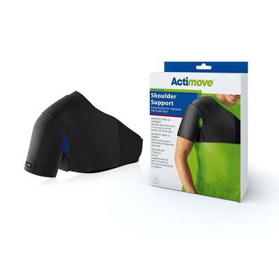 Actimove Sports Edition Shoulder Support, Extra Pocket for Optional Hot/Cold Pack | Adjustable Brace for Torn Rotator Cuff, Joint Pain Relief, Dislocation, Arm Stability, Injuries, & Tears, Black, Large