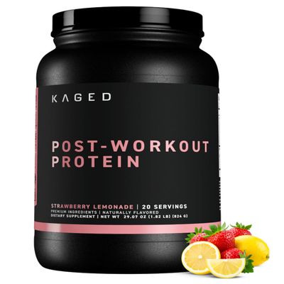 Kaged Post Workout Protein Powder | Re-Kaged | 28g Whey Protein with Creatine, Glutamine & Betaine for Muscle Growth & Recovery | Low Sugar | 20 Servings | Strawberry Lemonade