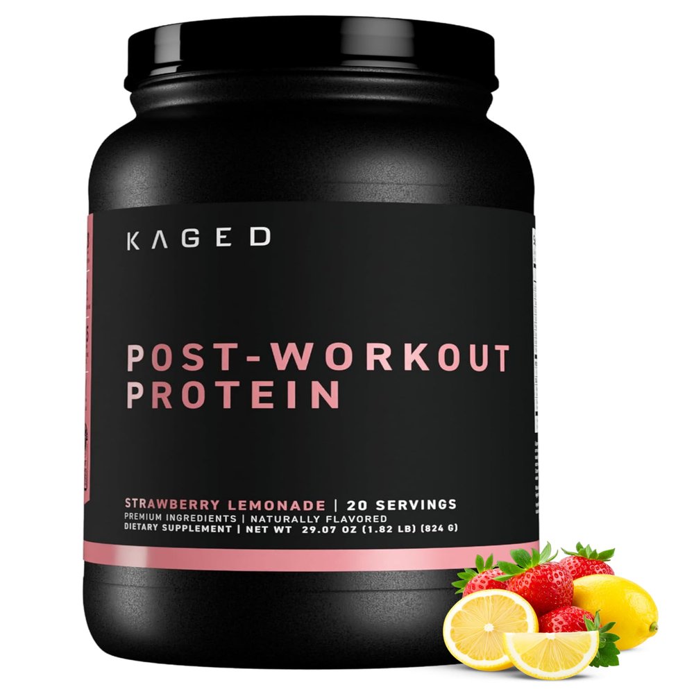 Kaged Post Workout Protein Powder | Re-Kaged | 28g Whey Protein with Creatine, Glutamine & Betaine for Muscle Growth & Recovery | Low Sugar | 20 Servings | Strawberry Lemonade