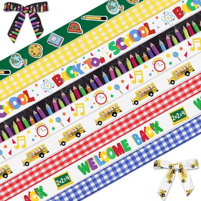 Hying Ribbon for Gift Wrapping - Back to School Grosgrain Ribbon, Kindergarten Decoration DIY Party Decor, 4/5 x 3/8" X 20 Yards