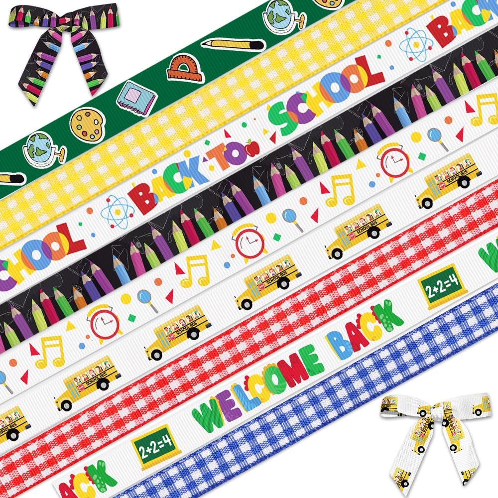 Hying Ribbon for Gift Wrapping - Back to School Grosgrain Ribbon, Kindergarten Decoration DIY Party Decor, 4/5 x 3/8" X 20 Yards