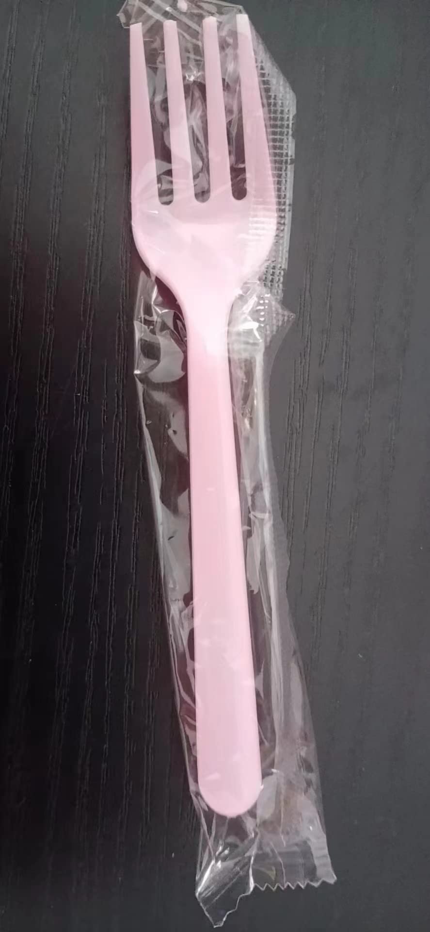 100 Pcs Disposable Plastic Forks Individually Wrapped Size: Length about 4.75" Width about 0.87" (Pink)