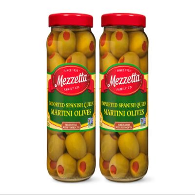 Mezzetta Imported Spanish Queen Martini Olives | Non-GMO, Gluten Free, Keto | 10 Ounce Drained Weight Jar (Pack of 2)
