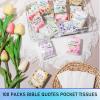 Colarr 100 Pcs Christian and Appreciation Pocket Tissues Travel Packs Gifts Bulk 3 Ply Facial Tissues Individual Pack with Motivational Quotes for Wedding Church(Bible Verse) view 2