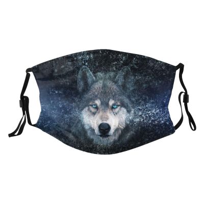 Wolf Adult Washable Cloth Face Mask Reusable and Adjustable with Filters