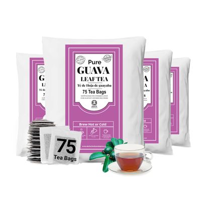 300 Guava Leaf Tea Bags, 100% Natural Guava Leaves, Te de Hojas De Guayaba, Caffeine Free Herbal Tea, Non-GMO, Gluten-free, Vegan. by Akshit