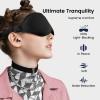 Audree Ear Plugs and Eye Mask for Sleeping - Noise Reduction Earplugs with Reusable Soft Silicone | 100% Light Blocking Sleep Mask for Light Sleeper, Noise Sensitivity Situation, Blue + Black view 2