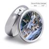 Small Travel Pill Case, Round Metal Pill Box for Pocket Purse, 3 Compartment Portable Pill Holder, Mini Pill Organizer for Travel or Daily - Wolf view 2