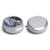 Small Travel Pill Case, Round Metal Pill Box for Pocket Purse, 3 Compartment Portable Pill Holder, Mini Pill Organizer for Travel or Daily - Wolf view 3