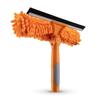 10" Rotating Squeegee with Removable Microfiber Brush 2-in-1 Scrubber and Washer Head for Window and Solar Panel Cleaning, Fits Threaded Extension Poles, Soft, Rewashable Cloth view 1