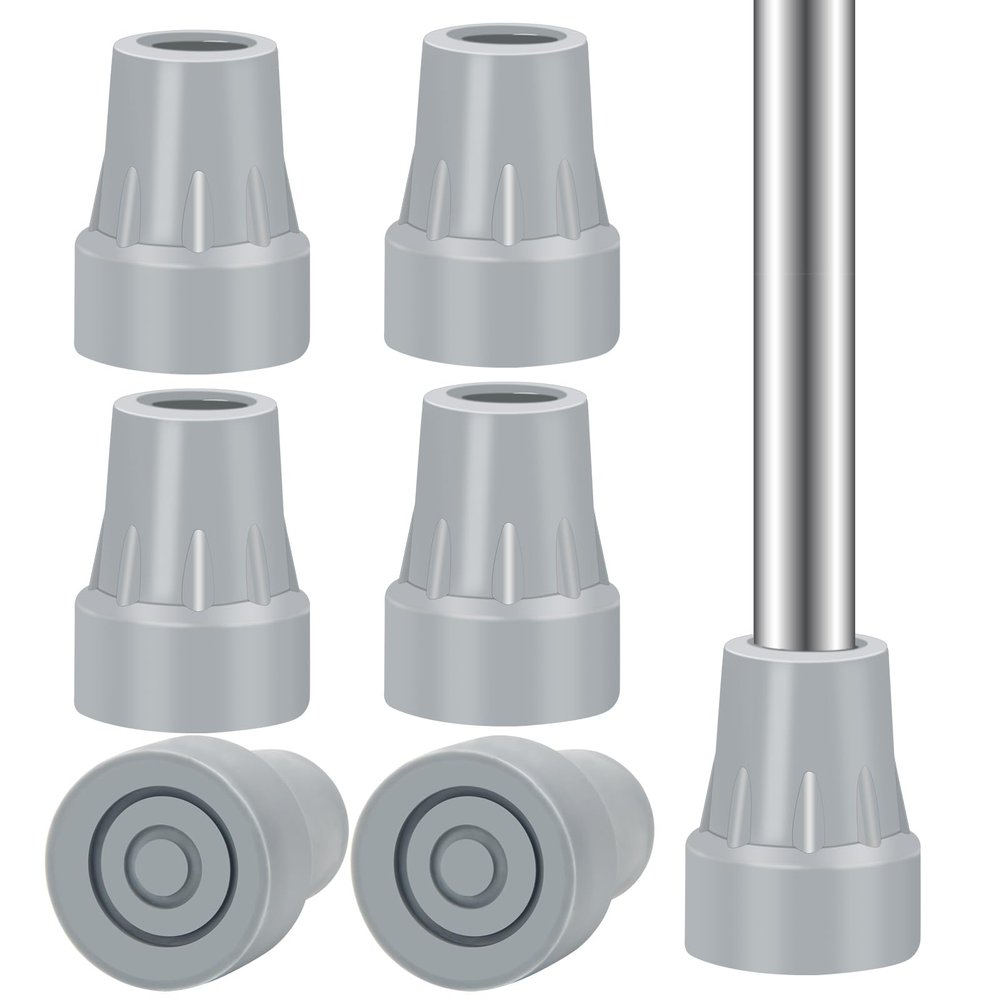 6 Pack Crutch Tips, AHIER 7/8 inch Heavy Duty Non Slip Rubber Cane Tips, Replacement Crutch Feet Cap