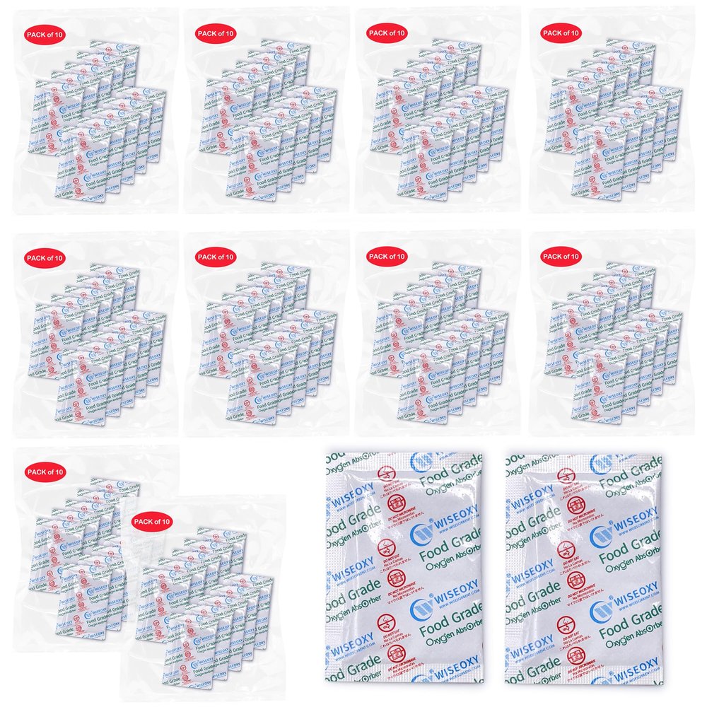 Wisesorb 500CC 100 Packs Oxygen Absorbers for Food Storage, Food Grade Oxygen Absorbers, O2 Absorbers Food Grade for Food Storage