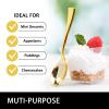 Qeirudu 4 Inch Gold Plastic Mini Spoons, 100 Pack Heavy Duty Small Tasting Spoons for Party Dessert Shooters, Appetizers, Ice Creams, Food Samples, Puddings view 4