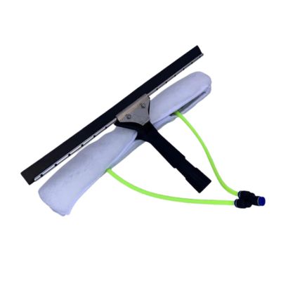 17" All-in-One 2 Nozzle Scrubber & Squeegee for Water Fed Pole System, Soft Fleece Sleeve Dual Water Jets, Ideal for Solar Panel & Window Cleaning, Tinted Glass, and High Windows