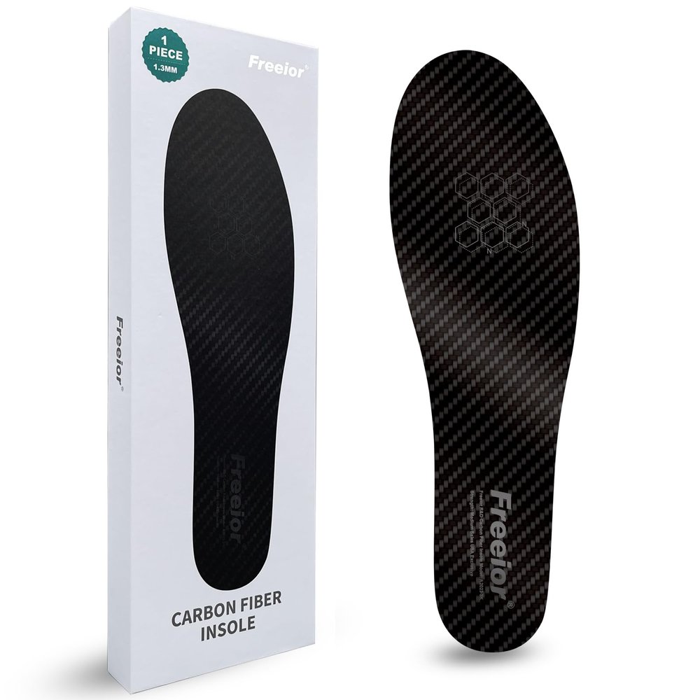 Freeior Carbon Fiber Insole for Pain Relief and Recovery of Turf Toe, Hallux Rigidus and Limitus, Alternative to Walking Boot Thin Rigid Carbon Fiber Shoe Inserts for Men Women 1 PC 8.46" - 215mm