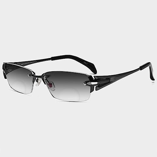 SFIVE Progressive MultiFocal Reading Glasses Anti Glare Sunglasses Rimless HD Readers Glasses for Women Men 1.0 1.5 2.0 2.5 (Color : Black, Size : +2.5)