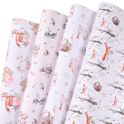 Sikiweiter Woodland Theme Wrapping Paper - Woodland Baby Shower Wrapping Paper, 12 Sheets Woodland Animals Gift Wrap for Baby Shower Birthday Christmas, 19.7 x 27.6 Inches Per Sheet