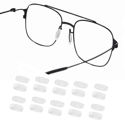 Eyeglass Nose Pads 10 Pairs Push in Soft Silicone Replacement Rectangle Push Slide Slip in Silicone Nosepads for Eye Glasses Eyeglasses Sunglasses, Clear, M size