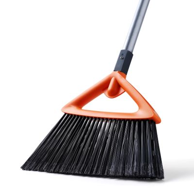 CLEANHOME Outdoor Brooms for Sweeping Patio, Commercial Grade Heavy Duty Broom with Stiff Bristle for Sweeping Garage,Deck,Kitchen,Straw, Outside Broom for Cleaning Pet Hair,Weeds,Leaves,Grey