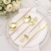 24 Gold Beige Disposable Plastic Cutlery Spoon Fork and Knife Set for Weddings Parties Birthdays Receptions Events Dinnerware Tableware Decorations view 3